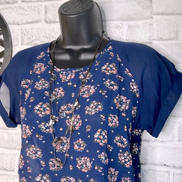 dELia’s Vintage Y2K Sheer Floral Zip Top Shirt Blouse Boho Hippie Size Small - Picture 3 of 7